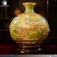 Lộc linh tam hợp Tỵ-Dậu-Sửu màu xanh ngọc cao 31cm