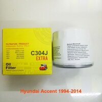 Lọc nhớt Hyundai Accent 1994-2014 Lọc nhớt mã C304J của JS Asakashi Nhật Bản