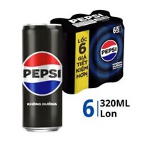 Lốc nước ngọt zero calo Pepsi 320ml (6 Lon)