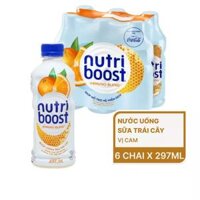 Lốc nước sữa trái cây vị cam Nutri Boost chai 297ml (6 Chai)