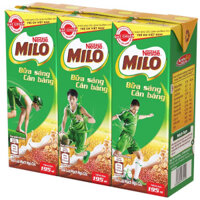 LỐC SỮA 3 HỘP MILO BỮA SÁNG 180ML