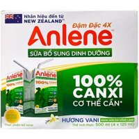 Lốc sữa Anlene đậm đặc 4x  hương Vani hộp 125ml