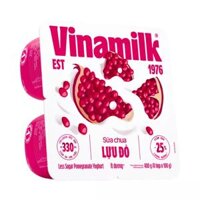 Lốc sữa chua ăn lựu đỏ ít đường Vinamilk hộp 100g (4 Hộp)