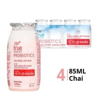Lốc sữa chua uống hương dâu TH True Milk chai 85ml x 4 (1 Lốc)
