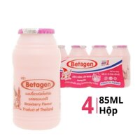 Lốc sữa chua uống hương dâu Betagen hộp 85ml (4 Hộp)