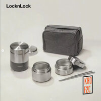 [LocknLock] Bộ hộp cơm giữ nhiệt LHC8013 Inox 304 (450ml + 420ml +280ml) - Màu Xám - KHOF2C