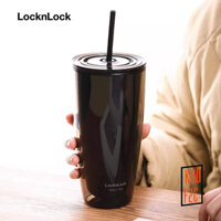 [LocknLock] Ly nhựa 2 lớp kèm ống hút 750ml HAP507 Đen &Trắng - KHOF2C