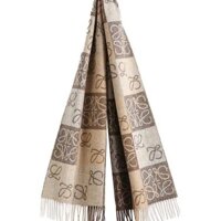 Loewe Mới Luo Họ Cặp Đôi Len Khăn Choàng Mùa Đông Ấm Áp Khăn Anh Cổ Điển Trà Sữa Màu Checkerboard Khăn Cashmere