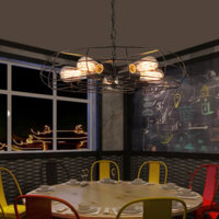 Loft Industrial Wind Guest Dining Cafe Chandelier American Retro Wrought Iron Fan Ceiling Lamp Bar Table Internet Cafe C