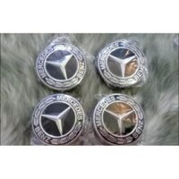 logo chụp mâm, ốp logo lazang bánh xe ôtô Mercedes, đường kính 75mm