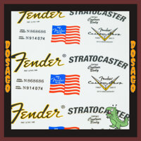 Logo Fender decal cao cấp, dán cần đàn guitar điện Stratocaster và Telecaster