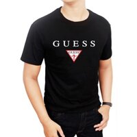 Logo giản dị nam Guess Áo thun mùa hè in cotton thoải mái áo thun ngắn tay màu đen XS-3XL