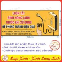 Logo Sticker Tem Nhắc Nhở Tắt Bình Nước Nóng, Bình Nóng Lạnh Trước Khi Sử Dụng Để Tránh Bị Điện Giật, An Toàn Điện