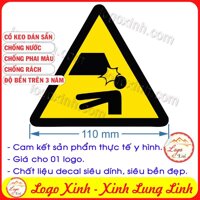 LOGO TEM STICKER BIỂN CẢNH BÁO CẨN THẬN ĐỤNG ĐẦU, CẨN THẬN CỤNG ĐẦU- WATCH YOUR HEAD - BIỂN CẢNH BÁO AN TOÀN LAO ĐỘNG - CỠ NHỎ