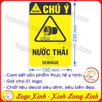 LOGO TEM STICKER CẢNH BÁO NƯỚC THẢI, SEWAGE - BIỂN CẢNH BÁO AN TOÀN LAO ĐỘNG