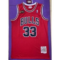 Logo trận chung kết 1997-98 mới của NBA nam Chicago Bulls #33 Áo bóng rổ thêu cổ điển Scottie Pippen M & N màu đỏ