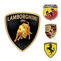 Logo xe kim loại Ferrari Lamborghini Porsche Abarth, nhãn dán xe, sửa đổi cá nhân hóa màu vàng