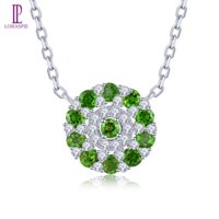 Lohaspie Trang Sức Chính Hãng 1 Carat Sterling Bạc 925 Mặt Dây Chuyền Chrome Tự Nhiên Mặt Dây Chuyền Tự Nhiên Cắt Tròn Đá Quý Vòng Cổ Cho Nữ Bạc Nguyên Bản 925 Nữ Mặt Dây Chuyền Trang Sức