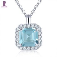 Lohaspie Trang Sức Thật 4 Carats Bạc 925 Mặt Dây Chuyền Ban Đầu Bầu Trời Tự Nhiên Xanh Topaz Garnet Mặt Dây Chuyền Đá Đỏ Mặt Dây Chuyền Quà Tặng Đám Cưới Topaz Dành Cho Nữ Thời Trang Nữ Mặt Dây Chuyền Trang Sức