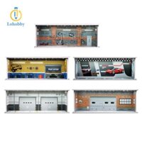 Lohobby 1 / 64 Bãi Đậu Xe Hiển Thị Ốp Lưng Bố Trí Phong Cảnh Diecast Nhà Để Xe Ô Tô Mô Hình Mini Hộp Bảo Quản Ô Tô Có Thể Chứa 6 Chiếc Xe Diecast