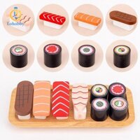 Lohobby Gỗ Sushi Bộ Thực Phẩm Cho Đồ Chơi Nhà Bếp Vai Trò Nhà Bếp Giả Vờ Chơi Bộ Quà Tặng Cho