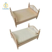 Lohobby Mini 1: 12 Nhà búp bê Giường đôi Nội thất nhà gỗ có thể tháo rời cho trẻ em