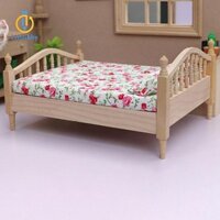 Lohobby Tỉ Lệ 1 / 12 Nhà Búp Bê Mini Giường Đôi Nhà Búp Bê Phụ Kiện Giả Vờ Phòng Ngủ Micro Cảnh Cho Bé Gái Trẻ Em Trẻ Em Tập Đi