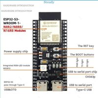 Lõi WiFi ổn định + Bluetooth Dev Board - ESP32-S3-WROOM-1-N16R8 16M Flash 8SRAM