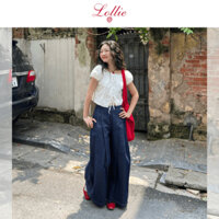 LOLLIE STUDIO - Quần dài nữ ống rộng culottes Skirt Culottes Lolliemade TKQ45 jean ống xuông chất liệu demin mềm mại