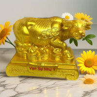 *Lợn Đất - Heo Đất TRÂU BỆ VÀNG TÀI LỘC size to decor trang trí -quà tặng sang trọng quý phái