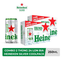 LON NHỎ _ Combo 2 Thùng 24 lon bia Heineken Silver Coolpack 250ml/lon