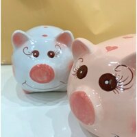 Lợn sứ chấm bi, tim trắng hồng Bát Tràng-Lợn Đất dễ thương-Ống sứ-Ống đựng tiền LiLy Decor Home