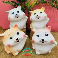 Lợn sứ chó siba Bát Tràng -Heo Đất-ống sứ may mắn trắng, hồng, đen-Ống đựng tiền Vua_decor
