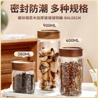 Lon trà Bowima của Anh Lon thủy tinh borosilicate kín cao cấp Lon bảo quản chống ẩm và chống ẩm Lon bảo quản nắp gỗ bình lock and lock 1l bình đựng nước 2 lít