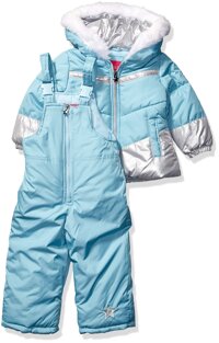 LONDON FOG Baby Girls Snowsuit with Snowbib and Puffer Jacket
