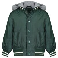 LONDON FOG Boys' Big Quilted Bomber Jacket with Hood, Green Varsity, 8