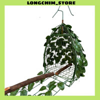 Lồng bẫy lá chim cu gáy chất liệu sắt phun xanh kèm lá cây giả trang trí cao cấp