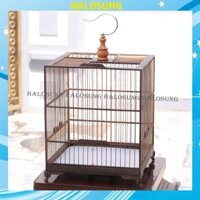 Lồng chim chào mào Halosung lồng chim vuông gỗ cao cấp kèm phụ kiện LC25