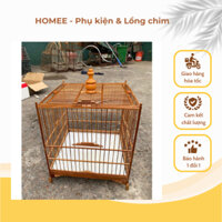 Lồng Chim Chào Mào Tự Ráp, Khung Lồng Chào Mào Trúc, Tre Già Xử Lý Rộng 37cm Cột Thẳng Nóc Chữ H Kèm Móc Inox Nậm Gỗ