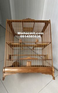 Lồng chim Chào Mào vuông cao 23nan trơn kỹ mịn tre đẹp