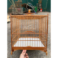 Lồng chim chào tự ráp Khung lồng chào mào trúc, tre già xử lý rộng 37cm cột thẳng nóc chữ H kèm móc inox nậm gỗ bền đẹp