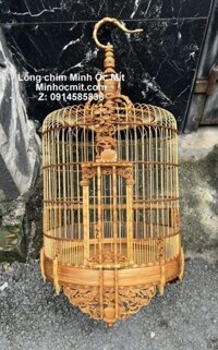 Lồng chim Hoạ mi có kiếm tre già chạm Giỏ hoa tang trơn
