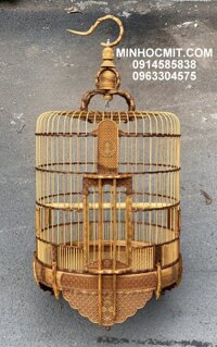 Lồng chim Hoạ Mi kiếm tre già chạm Trúc & Hoa Tranh cả tang đẹp