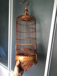 Lồng chim Ốc Mít Hút Mật tre già chạm thủng 5 vành đẹp