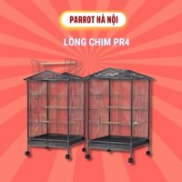 Lồng chim pr4, chuồng vẹt, chào mào, kích thước lớn, chất liệu kim loại không rỉ sét, 2 cửa có cầu thang, cóng ăn