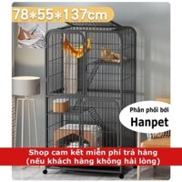 Lồng cho mèo - chuồng mèo nan ống 2-3 tầng sơn tĩnh điện tặng võng mèo