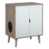 Lồng chuồng chó mèo giá rẻ bằng gỗ có chân 2 cánh tủ, kệ đầu giường decor phòng thương hiệu IGA- GP211.31