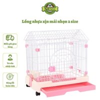 Lồng/ Chuồng chó nhựa xịn cao cấp mái nhọn size to cho chó, mèo, chuột lang, thỏ có bánh xe dễ dàng di chuyển