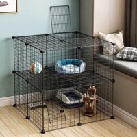 LỒNG CHUỒNG QUÂY CHÓ MÈO - THÚ CƯNG-PET IU (tặng thang lưới) chất liệu lưới sắt phun sơn tĩnh điện