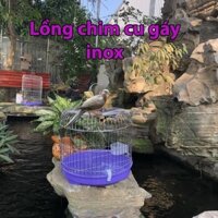 Lồng cu gáy Inox - Lồng nuôi chim cu gáy hình tròn khay nhựa
